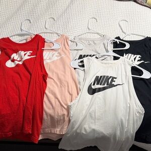 Nike Sleeveless Tops in Red, Pink, White, Gray, and Black 5pc size medium